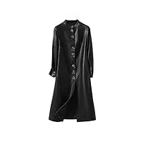 alloaone manteaux en cuir à simple boutonnage pour femme, noir , xxl