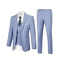 costume 3 pièces pour homme coupe ajustée blazer gilet pantalon costume formel pour homme, violet lavande, taille xl