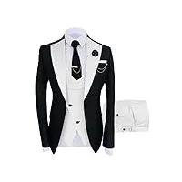 jinxuanya costume 3 pièces pour homme - coupe ajustée - Écharpe à revers - blazer - smoking - pour mariage - blazer + gilet + pantalon, blanc., l