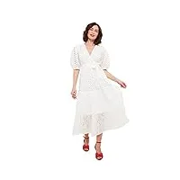 joe browns robe d'été blanche avec broderie à nouer à la taille midaxi décontractée, blanc, 46 femme