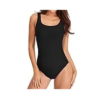 tcife maillot de bain une pièce femme sport u-back swimsuit taille haute amincissant dos nu bra push up rembourré monokini