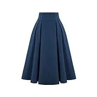 belle poque - bp2020 - jupe pour femme - motif treillis - style rétro et vintage des années 50 - taille haute - idéale pour la fête, s