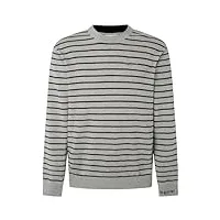 pepe jeans andré rayures un sweatshirt pullover, gris (grey marl), m homme