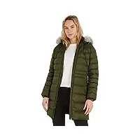 tommy hilfiger femme doudoune down jacket with fur hiver, vert (army green), xxs