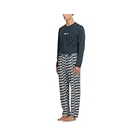 calvin klein homme ensemble pyjama l/s long, multicolore (bl bry tp, hitch logo_blbry btm), xl