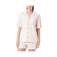 calvin klein femme ensemble pyjama s/s court, multicolore (chambray stripe/ash rose), l