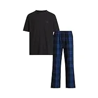 calvin klein s/s pant set 000nm2524e pyjamas, bleu (blk top, gradient check_blk bottom), s homme