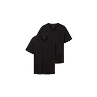 tom tailor lot de 2 t-shirts col v en coton, 29999-noir, xxl hommes