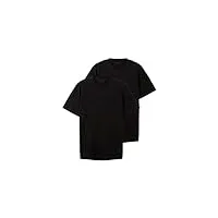 tom tailor col lot de 2 t-shirts à encolure ronde en coton, 29999-noir, xxl hommes