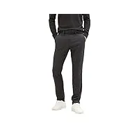 tom tailor 1037547 pantalon chino slim fit en piqué stretch avec ceinture, 32375-structure en zigzag noir, 31 w/32 l homme
