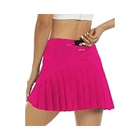 mofiz jupe short tennis femme sport golf mini jupe plissée courte avec poche skort rose m