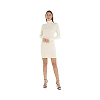 calvin klein jeans femme robe-pull badge roll neck manches longues, blanc (ivory), s