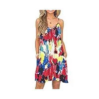 misfay robe de plage d'été décontractée spaghetti à bretelles avec poches, coloré, xl