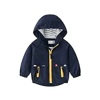 volunboy bébé garçon veste à capuche, enfant poche zippée automne blousons manteau(2-3 ans,bleu marine2,taille 100)