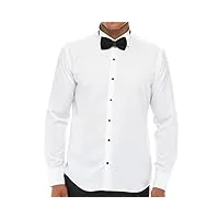 truclothing.com chemise blanche pour homme col cassé style smoking double manchette style classique - blanc xxl