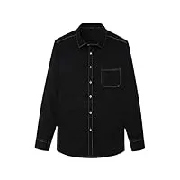 pulcykp chemise en jean pour homme - style décontracté - manches longues - pour le printemps, noir , 4xl