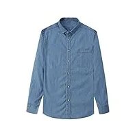 pulcykp chemise en jean pour homme - style décontracté - manches longues - pour le printemps, bleu clair, s
