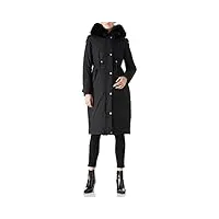 giolshon femme veste longue en fausse fourrure doublée sherpa cordon à capuche manteau 7614 noir l