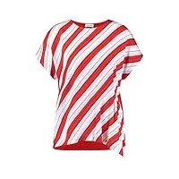 gerry weber chemisier rayé pour femme avec ourlet asymétrique épaules coupées t-shirt à manches courtes 1/2 à rayures, Écru/blanc/rouge/orange, 48