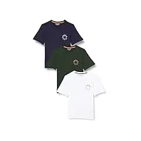 jack & jones jjwarrior 3 t-shirts à col rond, blazer bleu marine/lot : bleu marine + blanc + mountainv (petite échelle), m homme