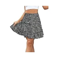 vcindai jupes courtes d'été pour femme - style bohème - mini jupe florale - jupe d'été, b-noir, s