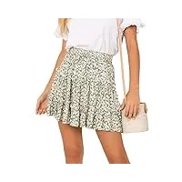 vcindai jupes courtes d'été pour femme - style bohème - mini jupe florale - jupe d'été, a-vert., m
