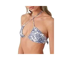 o'neill haut de bikini embry halter - haut de bain multi-usage pour femme - haut de maillot de bain avec col noué et nœud dans le dos, bleu médiéval | belle fleur embry, taille l