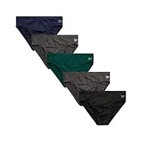 reebok sous-vêtements pour homme - slip taille basse à séchage rapide (lot de 5), bleu maritime/fer forgé/vert/noir, small