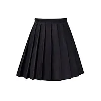 sunny fashion filles jupe noir plissé uniforme scolaire du quotidien taille haute Élastique tennis 11-12 ans
