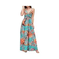 padola robe longue femme ete boheme maxi robe robe de plage chic robe d'été élégante casual sans manche (orange, l)