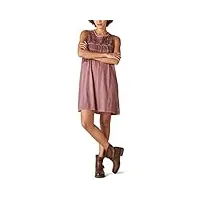 lucky brand mini robe en tricot brodé sans manches, brun rose, s femme