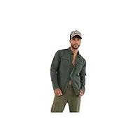 chemise homme manches longues, 100% coton avec poches, regular fit, vert, taille s