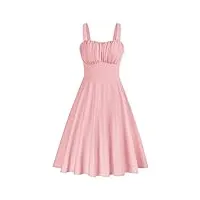 belle poque robe de cocktail décontractée pour femme - robe d'été élégante - spaghetti - robe décontractée - longue - bp0380s22, couleur unie : rose clair, xl