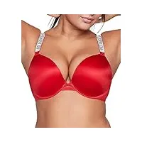 victoria's secret soutien-gorge push-up très sexy, col plongeant, bretelles en strass (90a-100e), rouge à lèvres lisse rouge, 100b