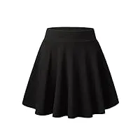 djt fashion mini jupe de patineuse extensible pour femme et fille avec short, pas de shorts-noir, xl