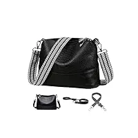 kunkun sac à main femme bandoulière cuir moderne petit sac bandouliere femme noir bretelles larges sac bandoulière avec 3 bretelles sac