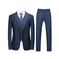 homme costume (blazer + veste + pantalon) homme style britannique Élégant haut de gamme simple business casual gentleman costume 3 pièces,bleu,5xl(eur 2xl)