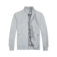 youthup blouson homme léger zippé veste décontracté à col montant blouson aviateur jacket hiver gris 4xl