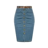 belle poque jupe moulante pour femme, bleu jean, xxl
