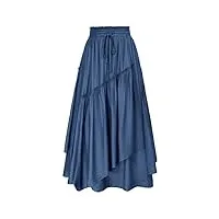 scarlet darkness jupe vintage taille haute avec poches pour femme, bleu clair 312s23-5, 48