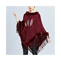 women winter poncho cape long triangle loose pullover plus size pattern sweater shawl (color : red size : one size) (red one size)
