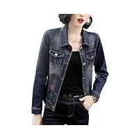 xnhafw manteau court en jean pour femmes d'âge moyen (couleur : bleu, taille : 2xl)