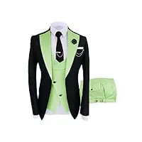 costume 3 pièces slim fit pour homme - costume formel d'affaires de mariage - blazer + pantalon + gilet, mint gn, m
