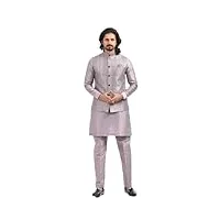 shreyanvi ensemble pyjama indien traditionnel pour homme d'honneur avec gilet de mariage ethnique kurta avec veste nehru, violet clair, 32