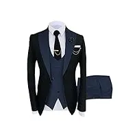 costume 3 pièces slim fit pour homme - costume formel d'affaires de mariage - blazer + pantalon + gilet, bleu marine, m