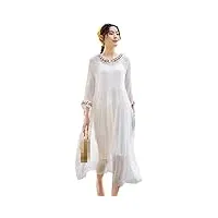 disimlarl robe d'été décontractée en soie de mûrier pour femme - double couche - blanc