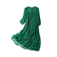 robe décontractée en soie de mûrier pour femme - robe midi élégante - robe de plage ample et droite