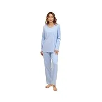 féraud pyjama avec motif gaufré à manches longues 100 % coton 3883013, bleu fumé, 44