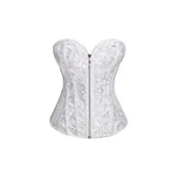 qwzyp femmes sexy corsets bustiers lingerie overbust corset fermeture Éclair taille top Élégant basques corselet (color : argento, size : large)