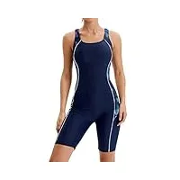 veranohub maillot de bain une pièce pour femme longueur genou athletic racerback maillots de bain coupe conservatrice(marine/a,eu38)